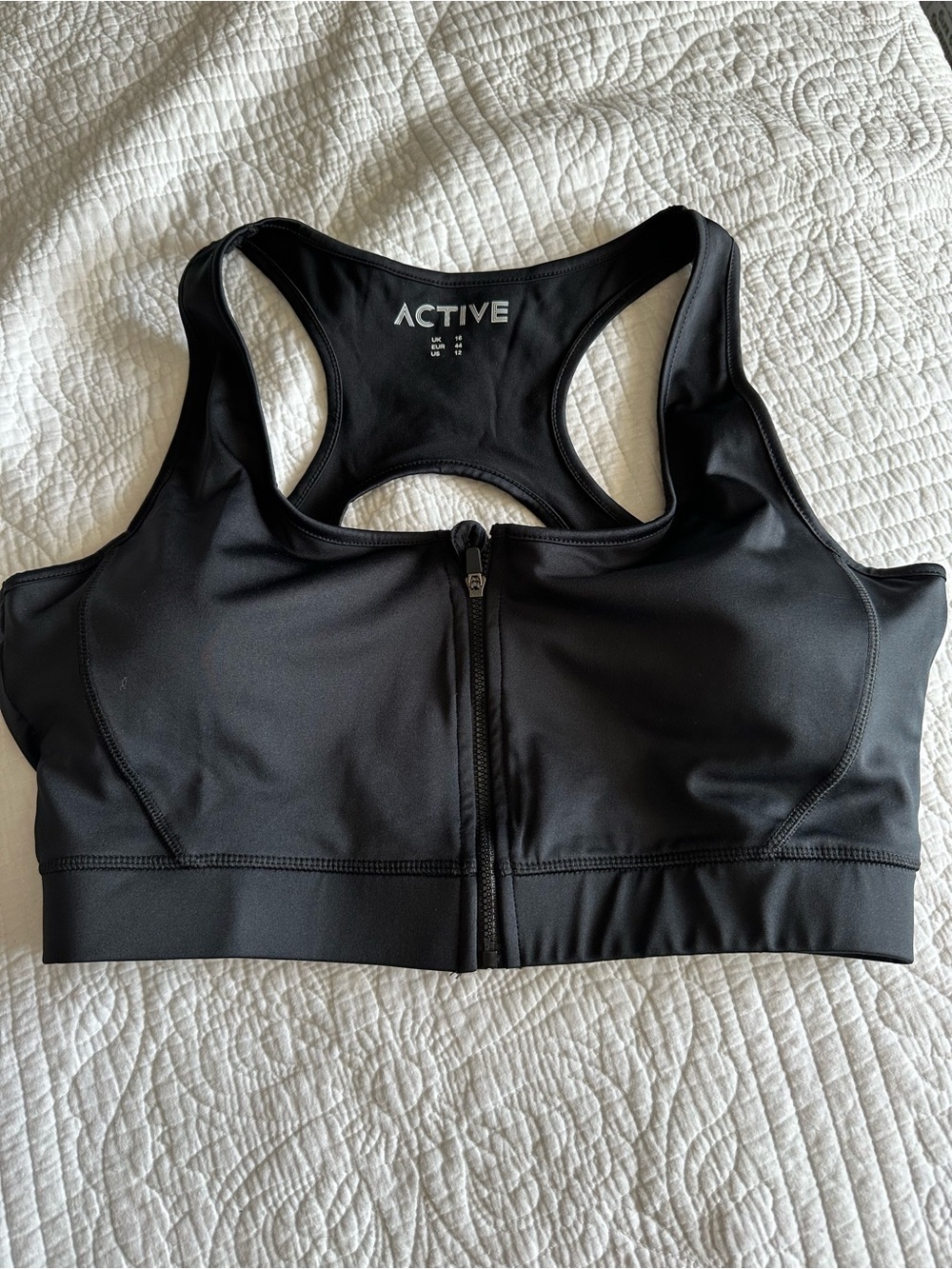 Long Tall Sally Active Black Front Zip Sports Bra Size 12 NWOT